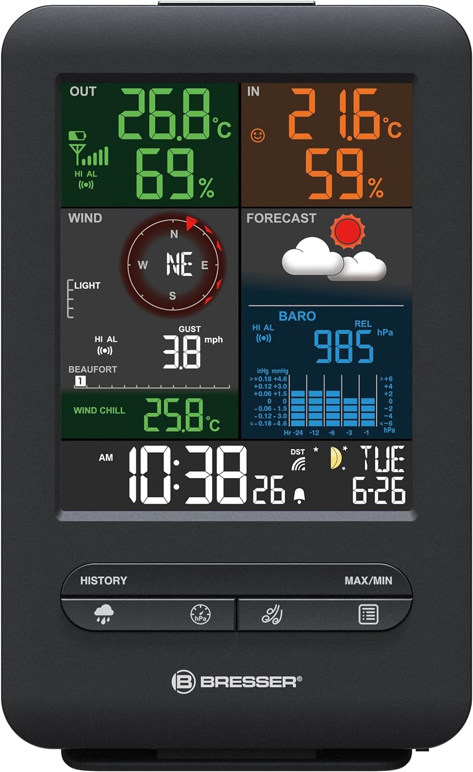 Wetter Center 5-in-1 Beaufort, 5-in-1 Wetterstation, schwarz
