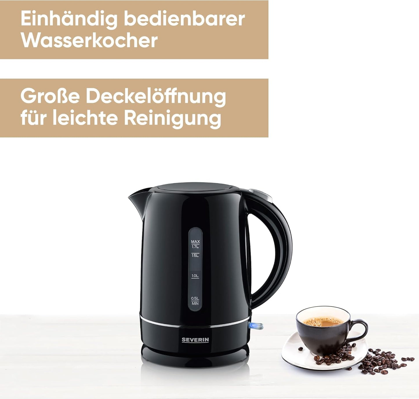 Wasserkocher WK 4322, Schwarz / Silber