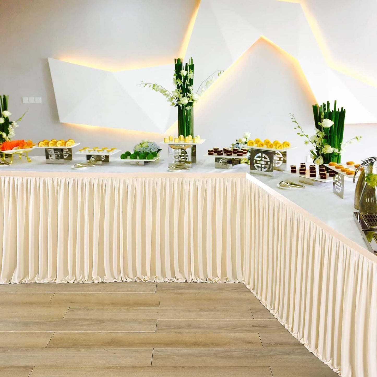 Tischrock für Bankett & Hochzeit, Elfenbein L427cm×H77cm