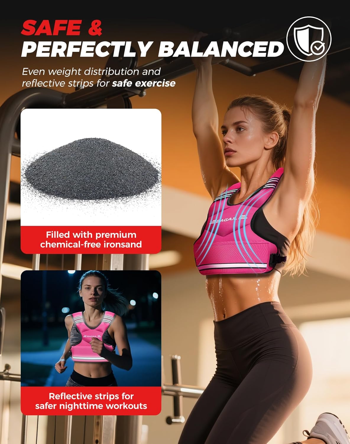 Einstellbare Gewichtsweste für Krafttraining, Rosa 1.8-4.5kg / 4-10lb