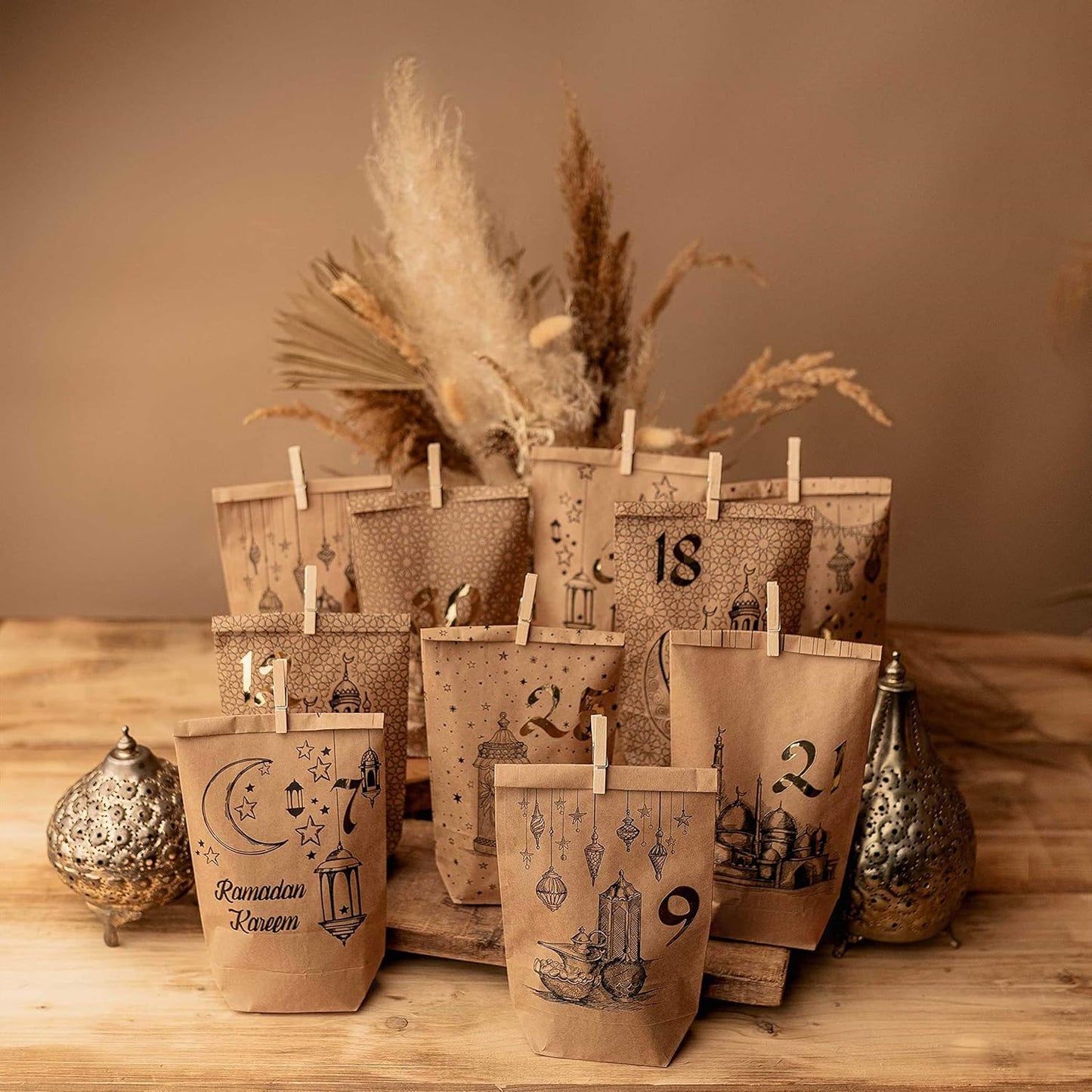 DIY Ramadan Kalender mit 30 Geschenktüten, Bedruckte Tüten