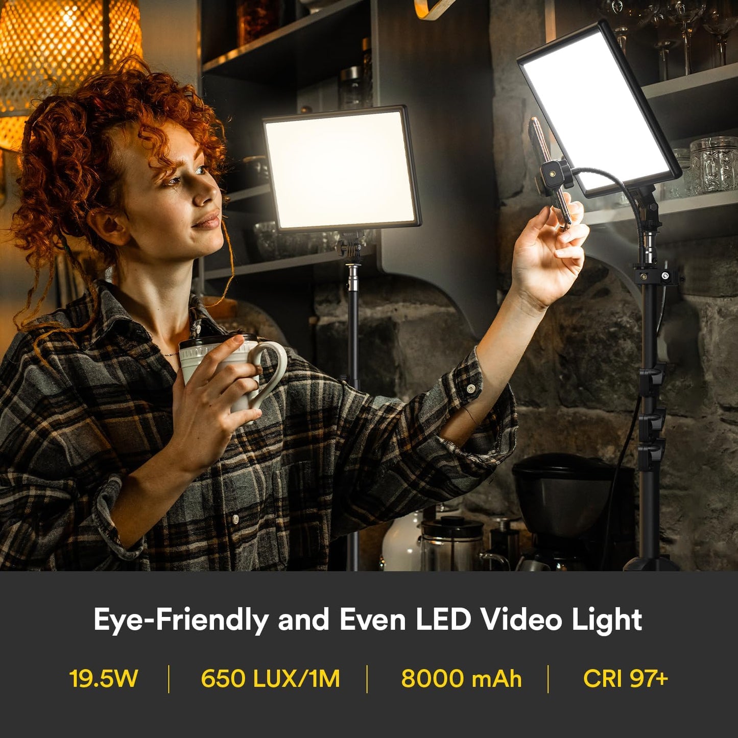 2er LED Videoleuchte-Set mit Stativ und Handyhalterung