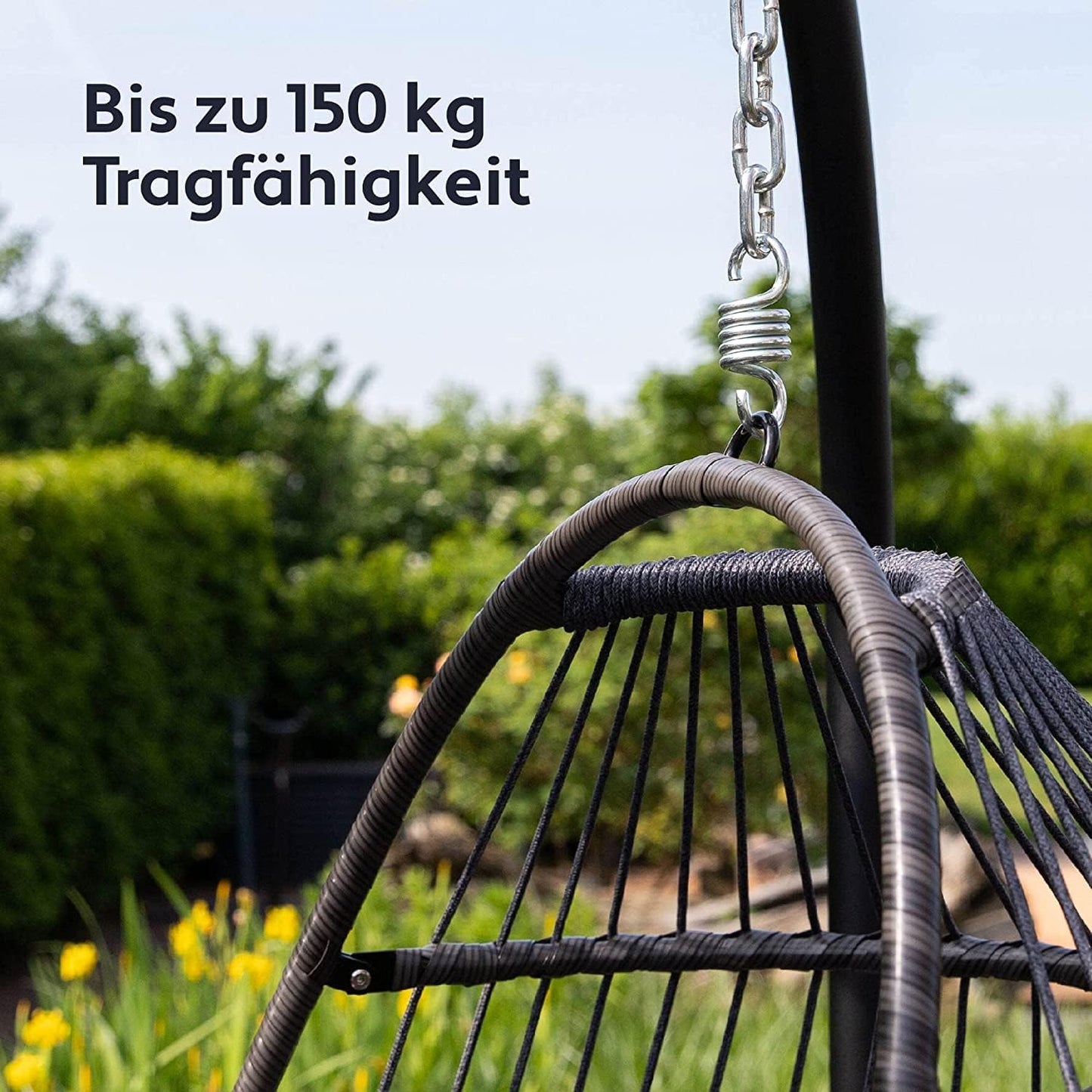 Hängesessel mit Gestell - Boho Egg, Hellgrau