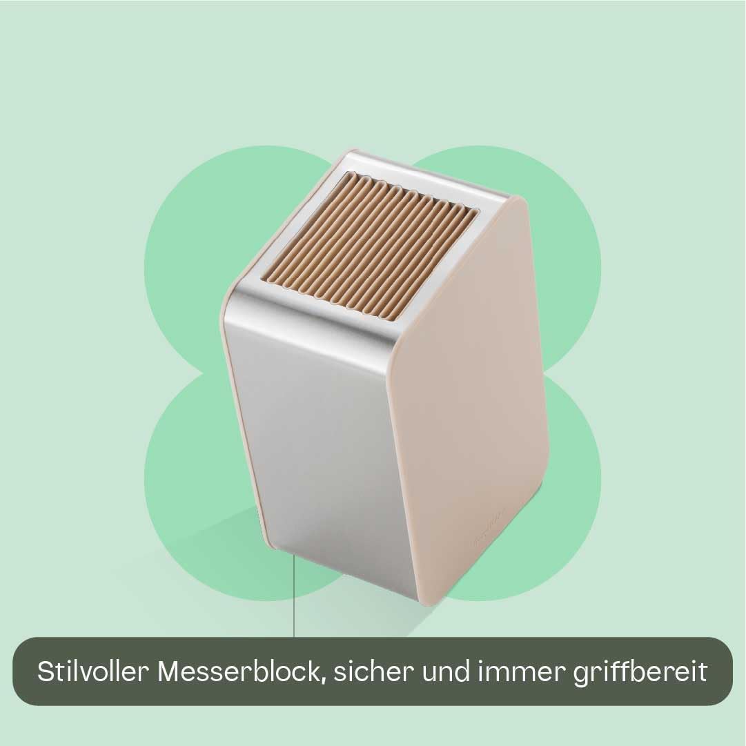 Messerblock-Set mit Küchenmessern, Sand 6-teilig