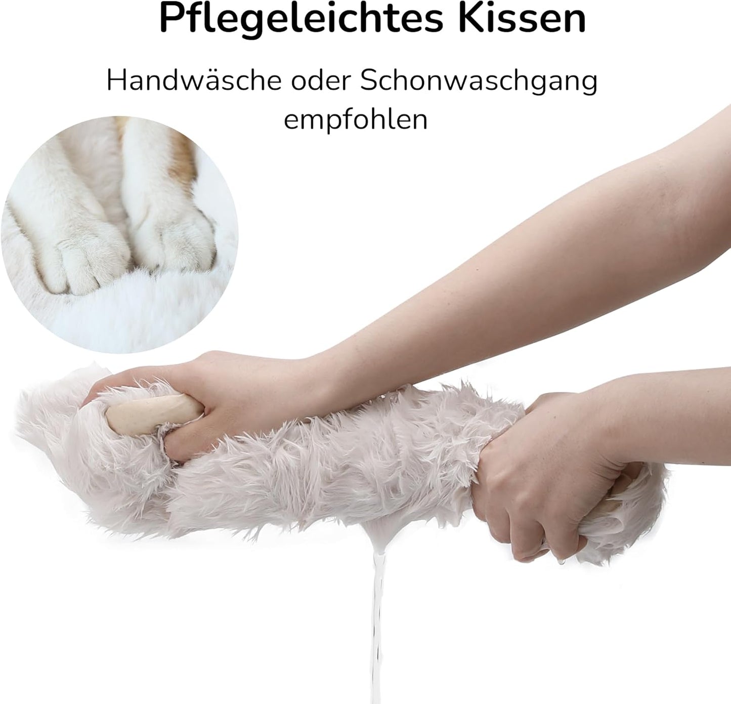 Katzen-Couchbett mit Kunstfell-Kissen, grau