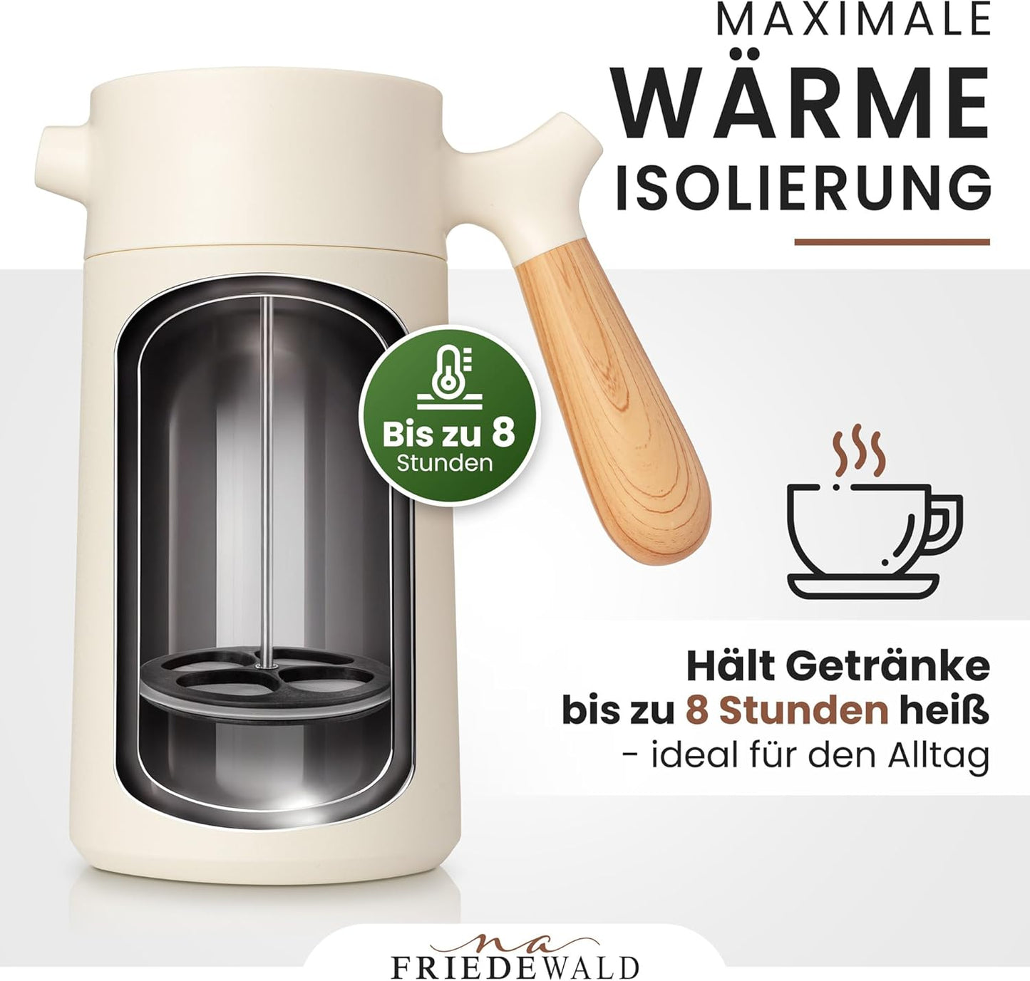 Thermo French Press für Kaffee & Tee, Creme-beige