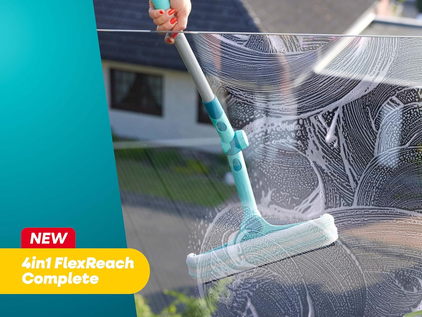 Fensterreinigung Set 4in1 FlexReach (mit Eimer), Fensterwischer mit Eimer und 43cm Stiel Grösse L