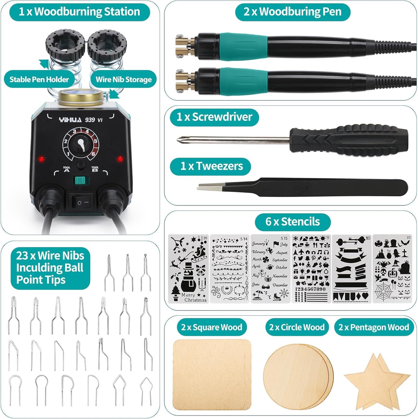 Doppelstift-Brandmalerei-Set mit 23 Spitzen