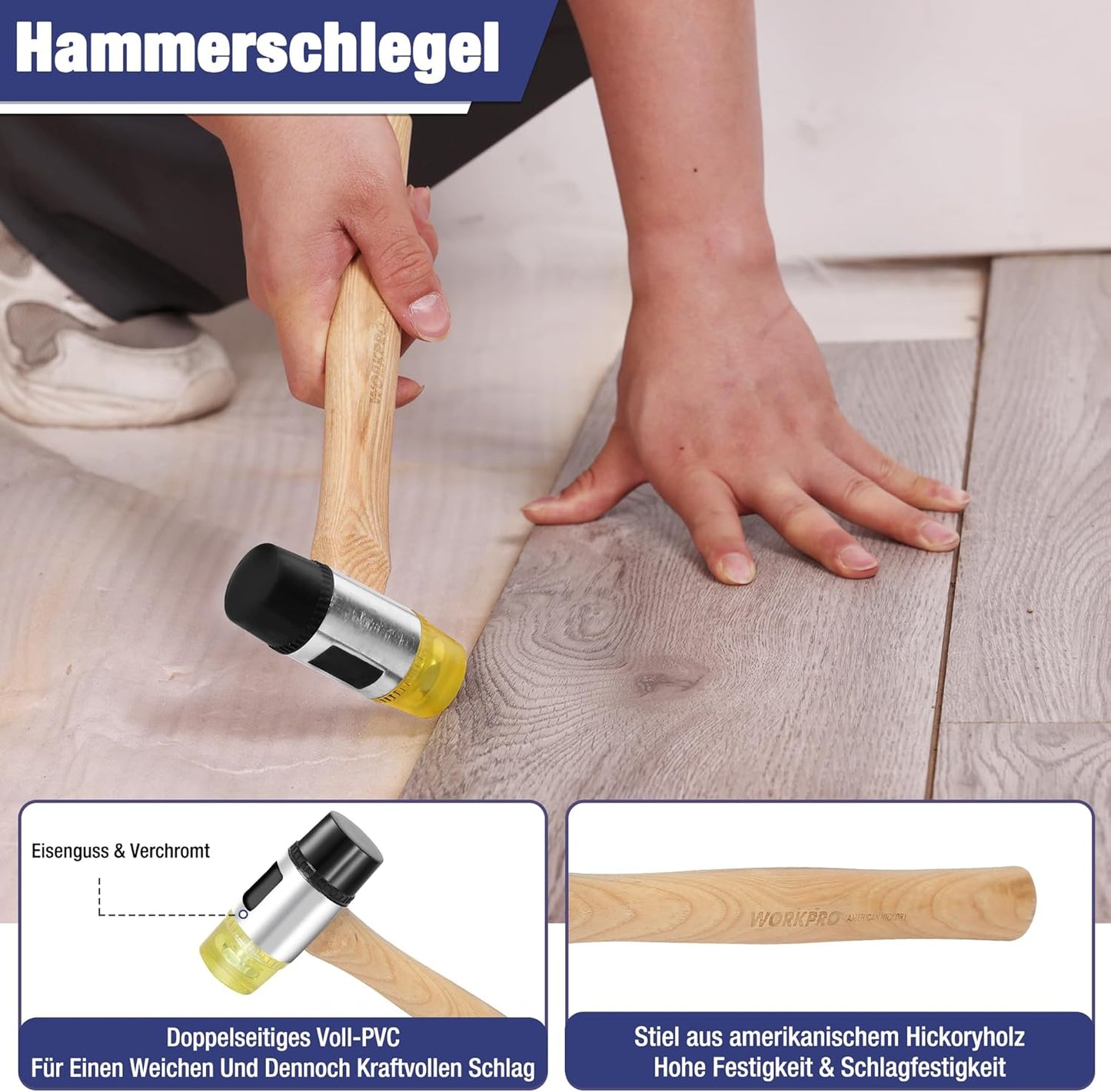 Laminat-Verlegeset mit Hammer und Abstandshaltern