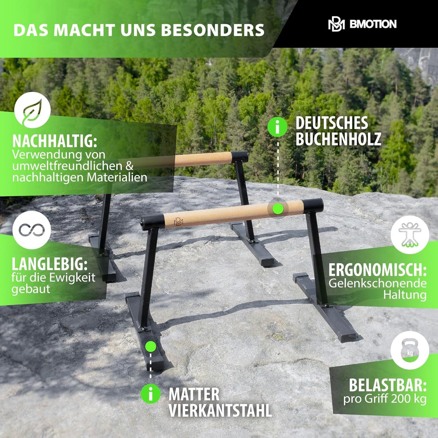 Parallettes aus Holz, Schwarz