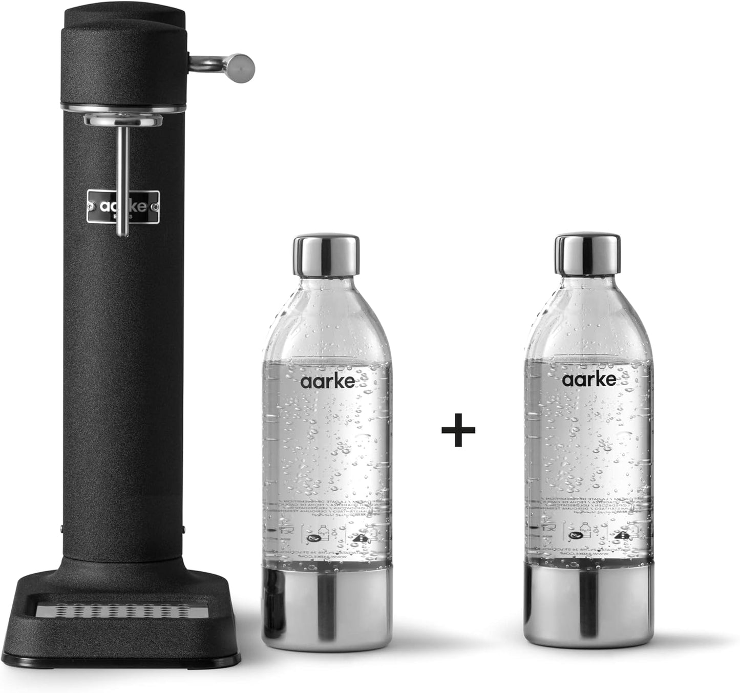Carbonator 3 Wassersprudler mit 2 Flaschen, Edelstahl mattschwarz x2 PET