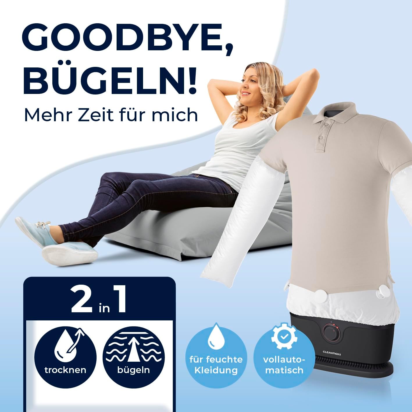 Automatischer Hemdenbügler Pro mit Hosenaufsatz, Pro mit Hosenaufsatz Schwarz