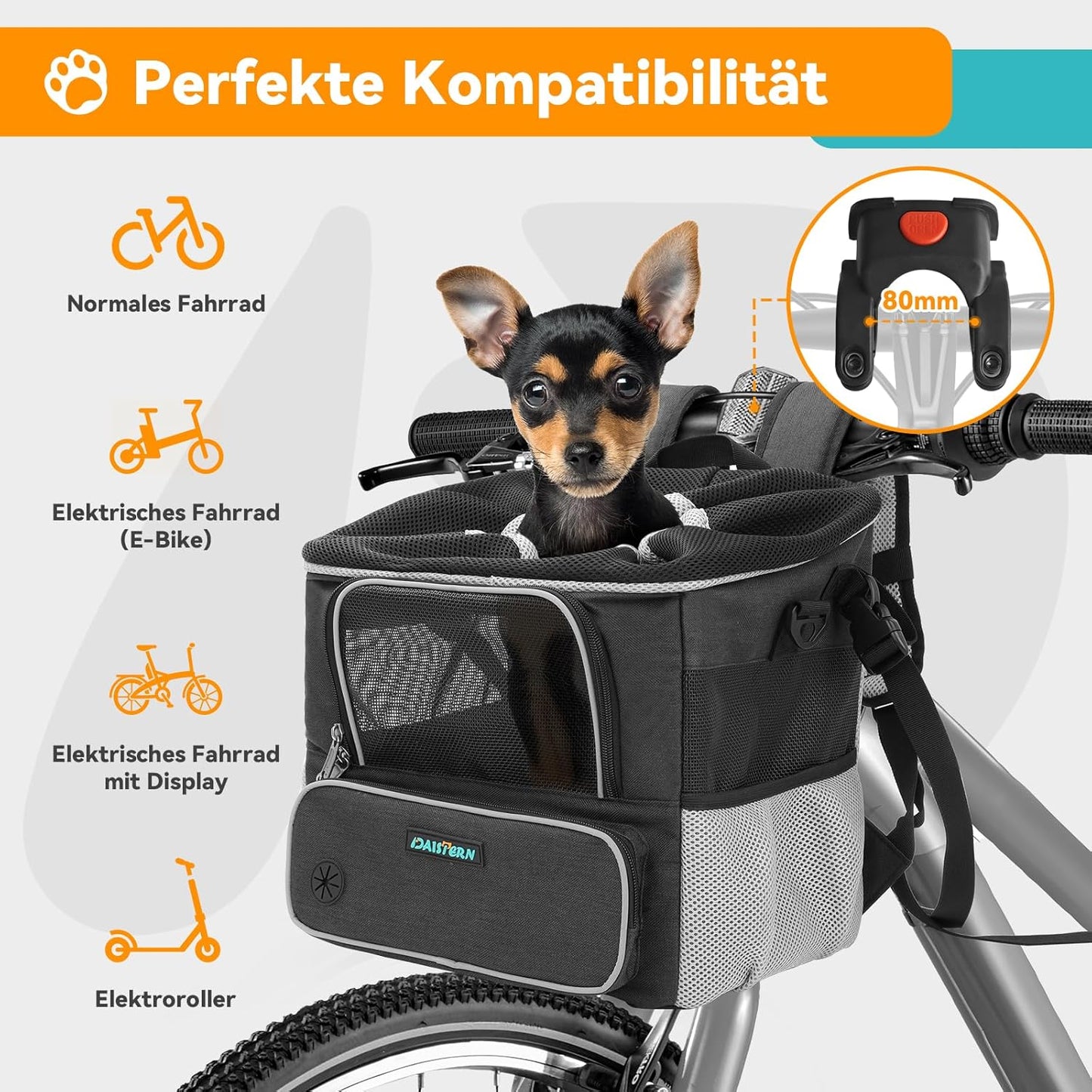 Velokorb für Hunde mit Rucksackfunktion