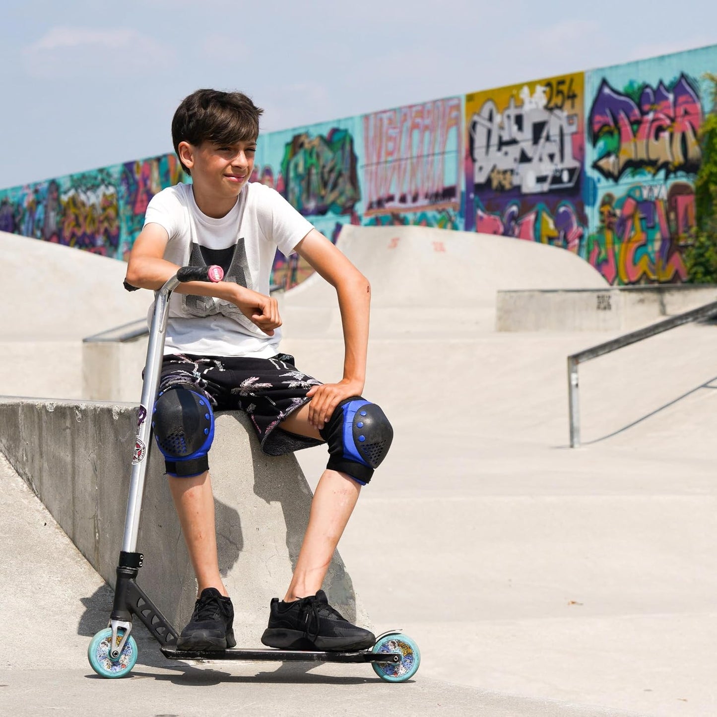 Skate Protektoren, M/L - Kids/Teens Blau Schwarz