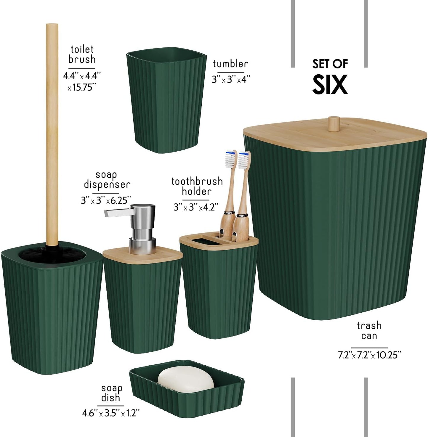 6-teiliges Badezimmer-Zubehör-Set, Jäger-grün 6-Piece Accessory Set