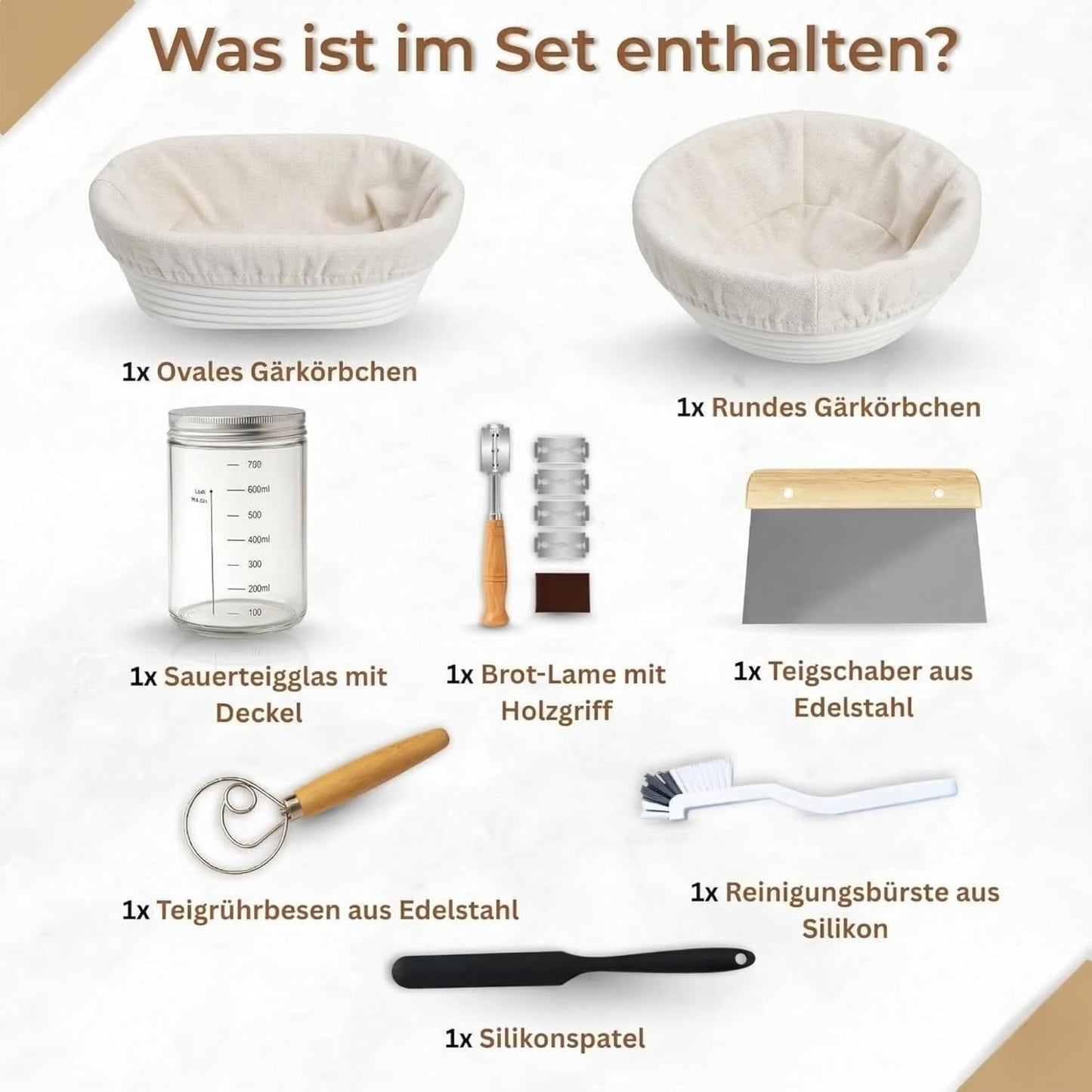 Sauerteig-Starter-Set mit Gärkörbchen