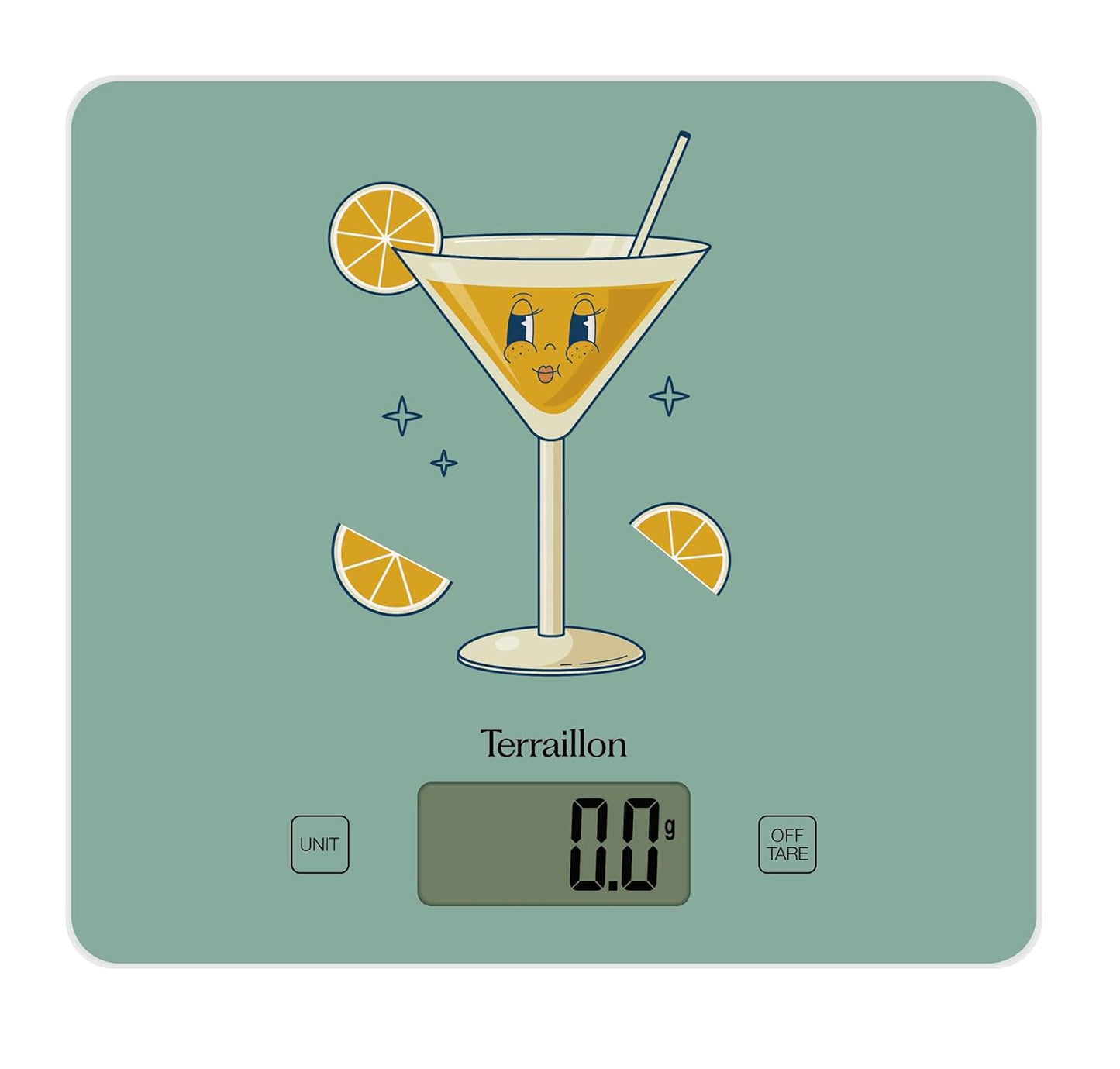 Küchenwaage mit LCD-Display, Siebdruck Retro Cocktail
