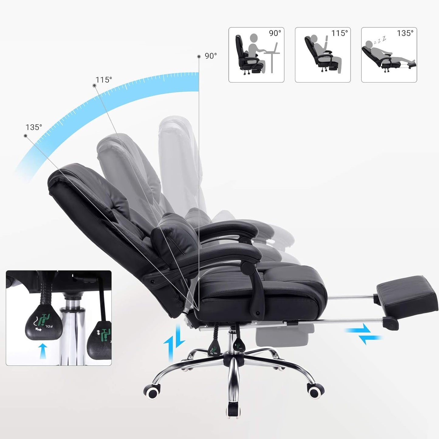 OBG71B, schwarz, 50 x 49 x (117-125) cm