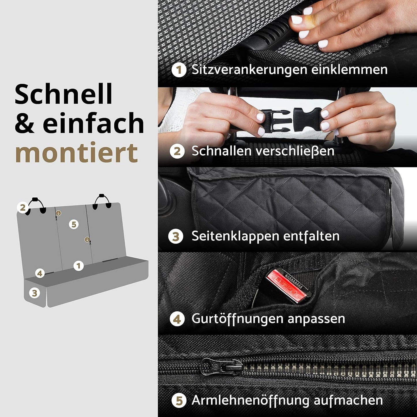 Hunde-Autositzbezug, Für kleinere Autos (Coupé oder Fliessheck)
