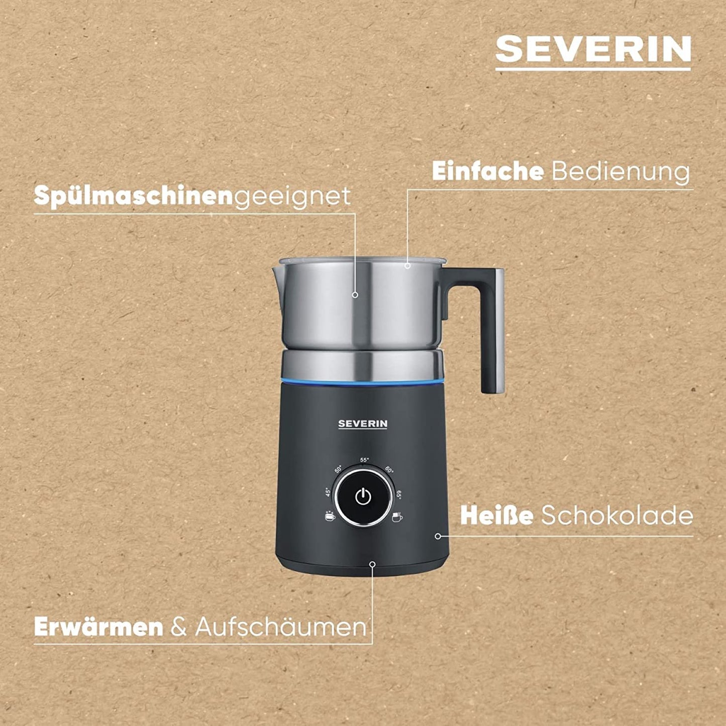 Spuma 700, Milchaufschäumer, 700 ml + LED-Display Schwarz