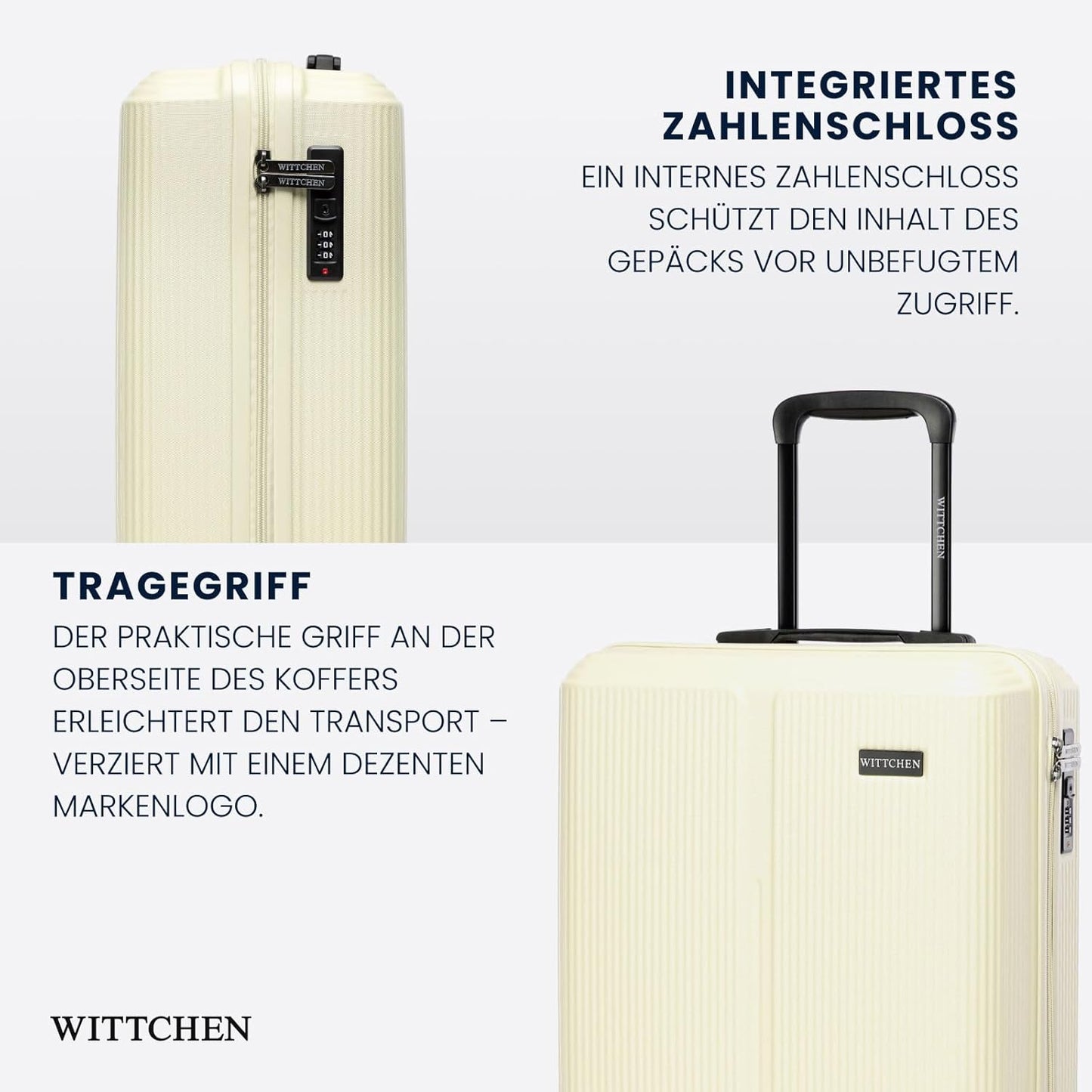Hartschalen-Trolley mit Zahlenschloss, Creme Grosser Koffer - XL