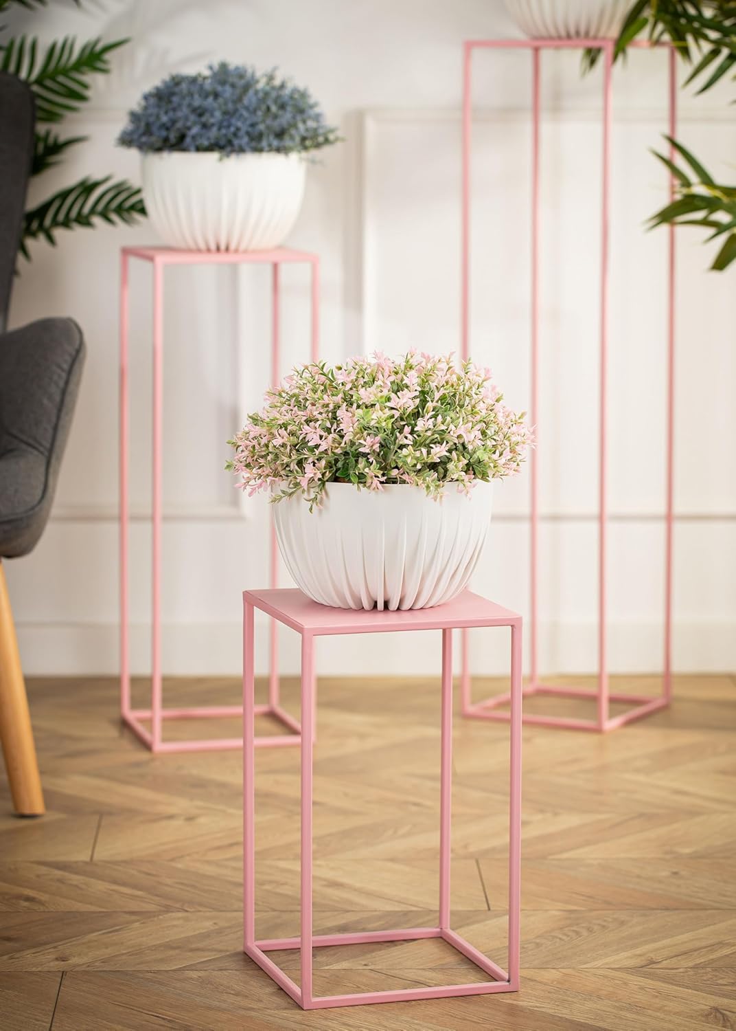 Loft-Stil Blumenständer, 40 cm hoch, Rosa 40 cm
