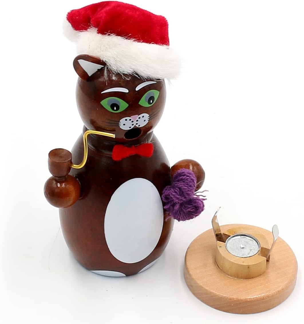Räucherfigur 'Weihnachtskatze', Schwarze Katze