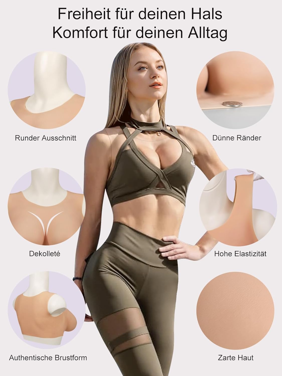 Silikonbrüste für Crossdresser & Cosplay, Weißer Hautton-leichte Baumwollfüller D Körbchen