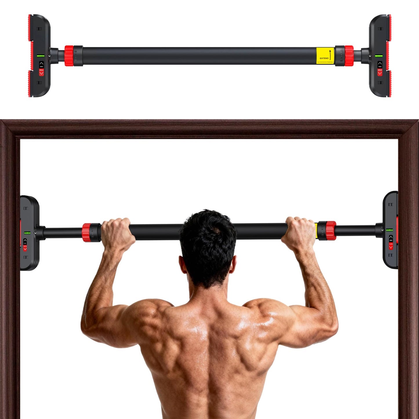Klimmzugstange für Türrahmen, Schwarz 72-95cm