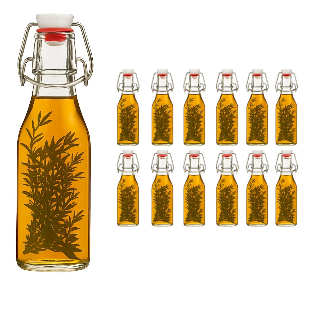 Leere Bügelflaschen-Set (12x 200 ml) für Getränke, Weiss 200 ml 12