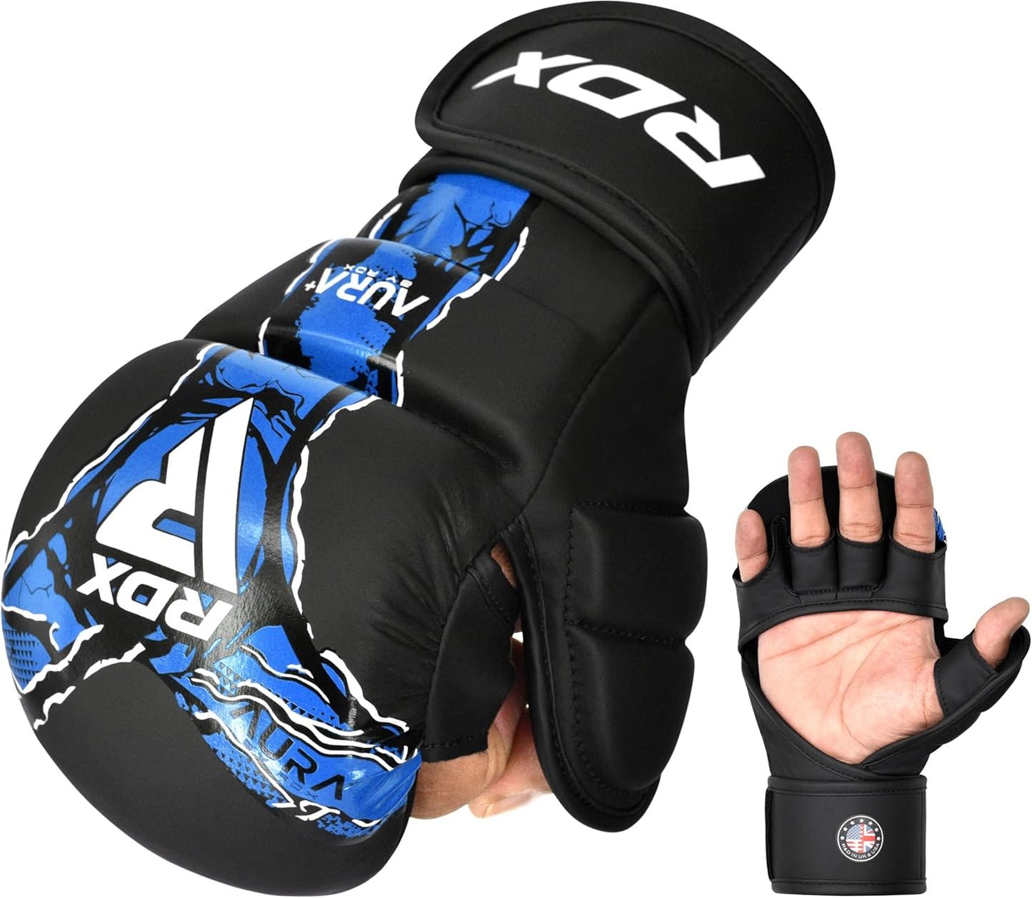 MMA Sparring & Training Handschuhe Maya Hide Leder, Black/Blue M