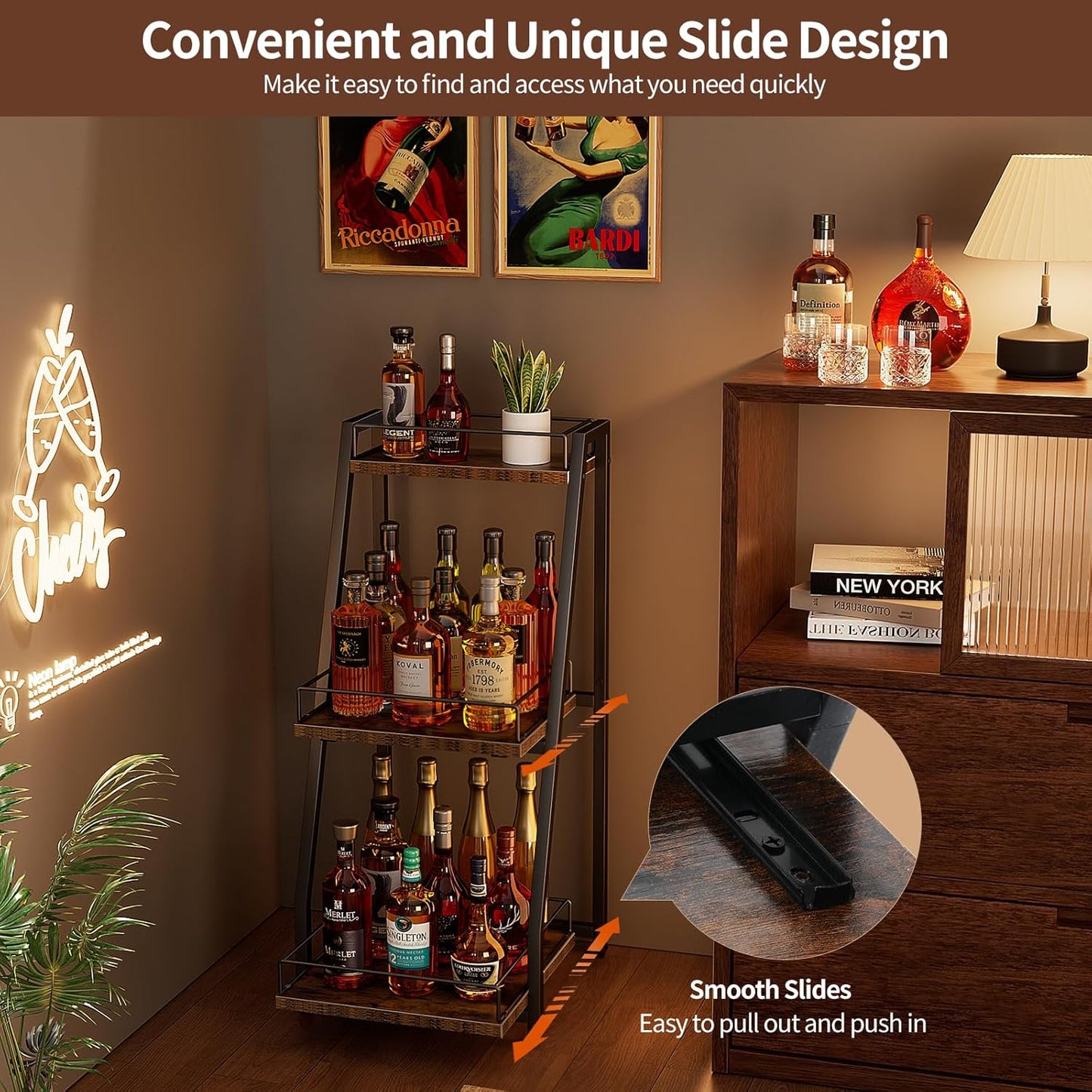 3-Etagen Mini Bar Weinregal