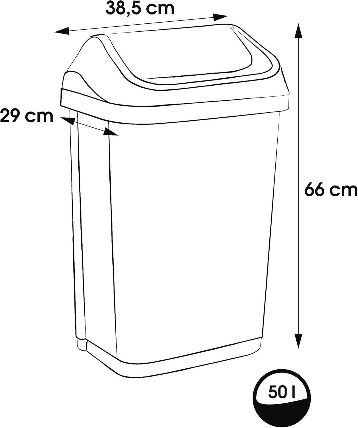 Mülleimer Swantje mit Schwingdeckel, 50 L / Graphit