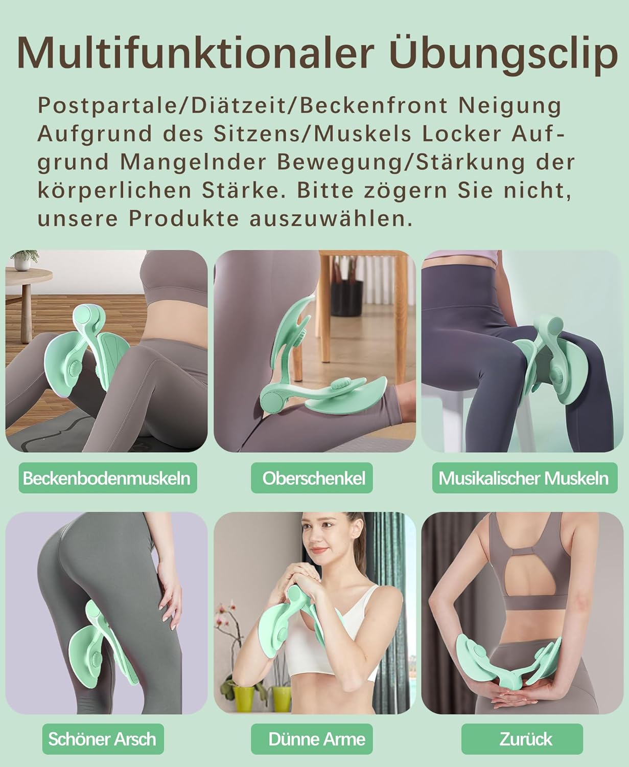 Oberschenkel- und Beckenbodentrainer, Grün 16 KG