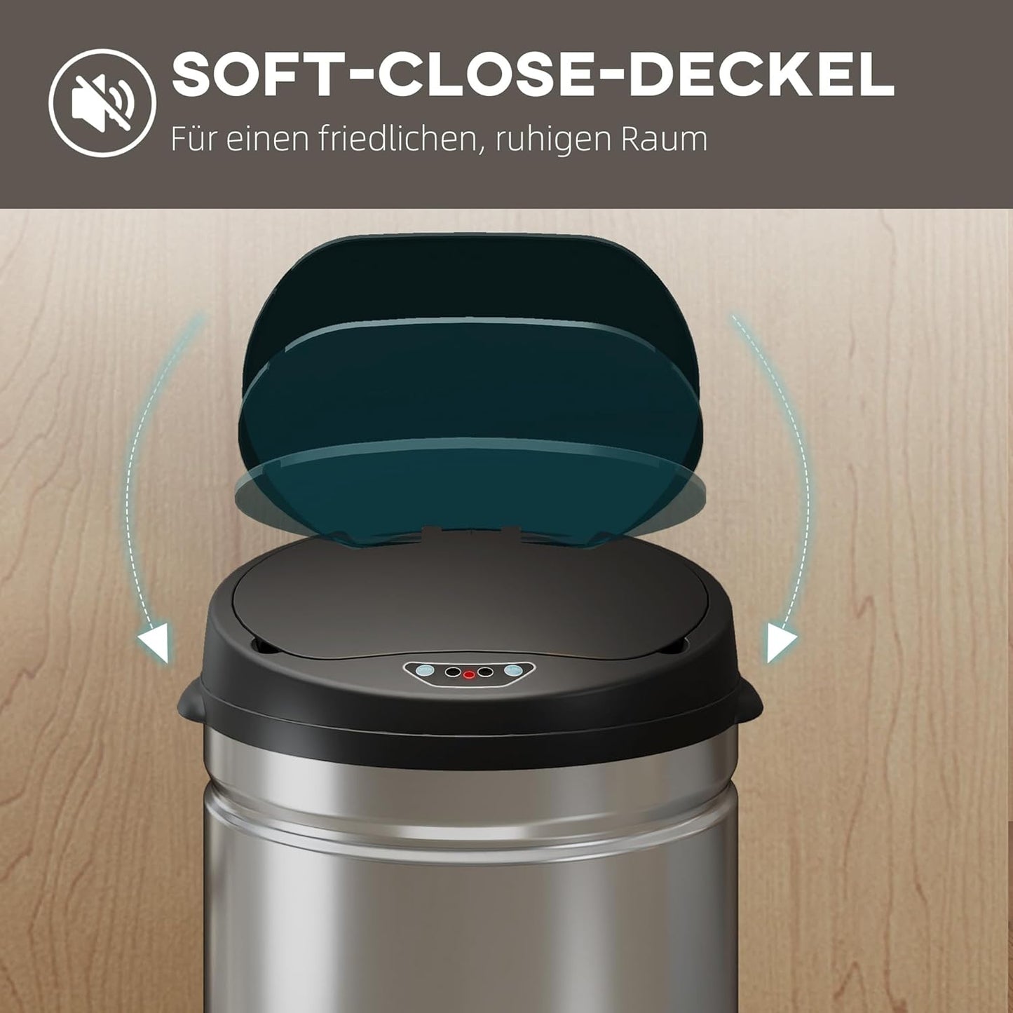 Automatischer Mülleimer mit Sensor, 30L Edelstahl, 30 L Silber