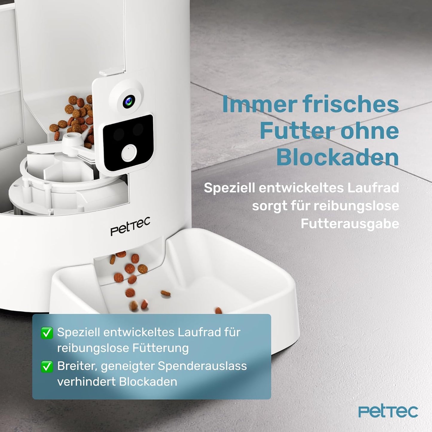 Futterautomat mit Haustierkamera, WLAN & App-Steuerung, 8L Futterautomat inkl. Kamera