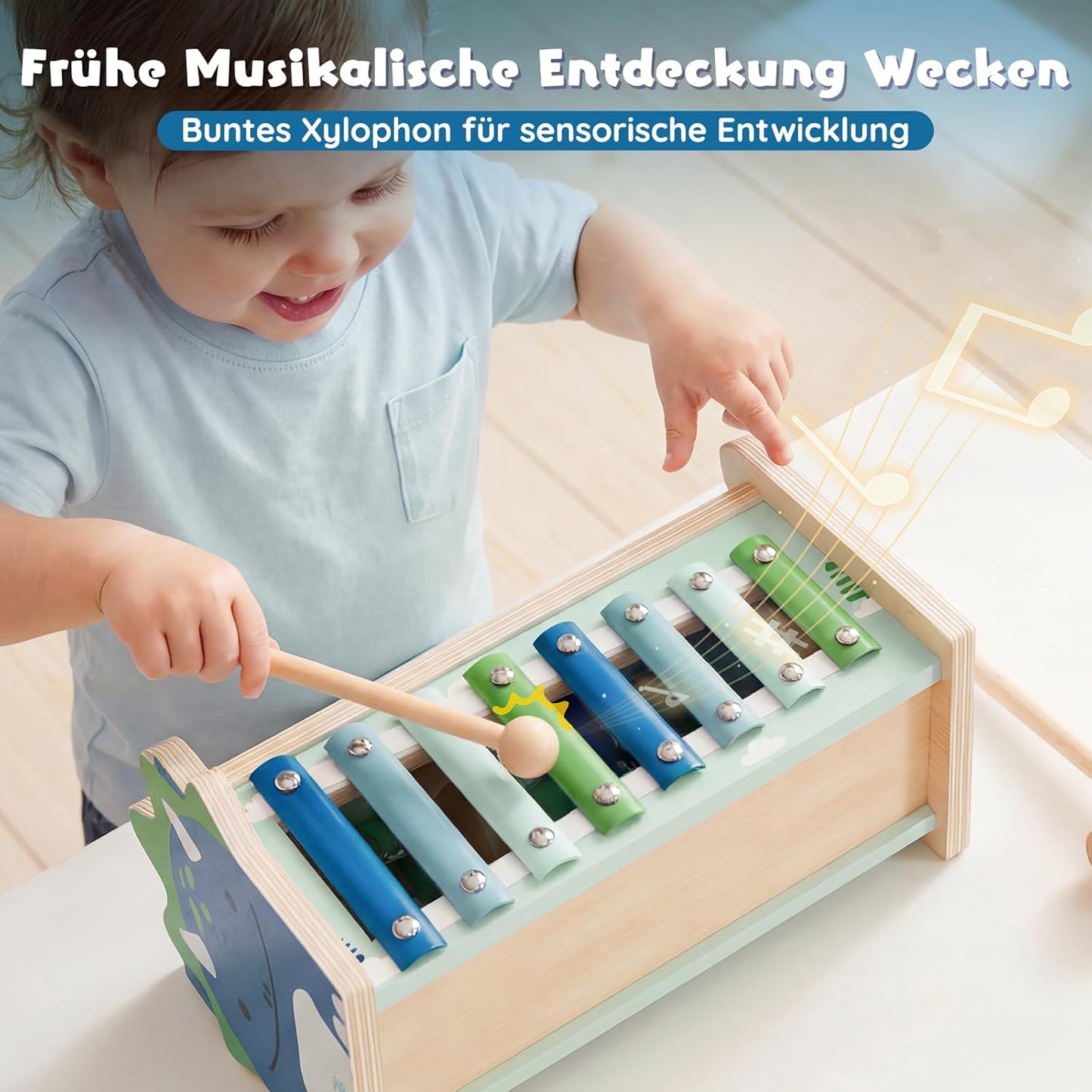 Hammerspiel mit Xylophon & Zahnrädern, Dinosaurier