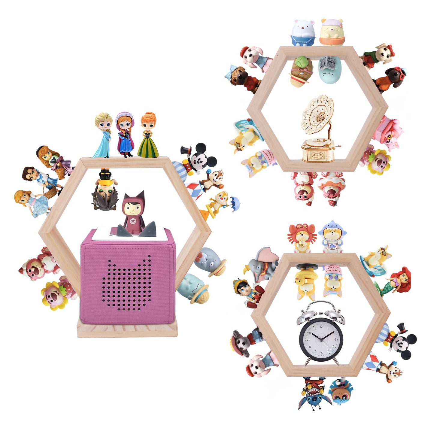 3er-Set Tonie Regal Wabe für Toniebox & Figuren, Natural Wood