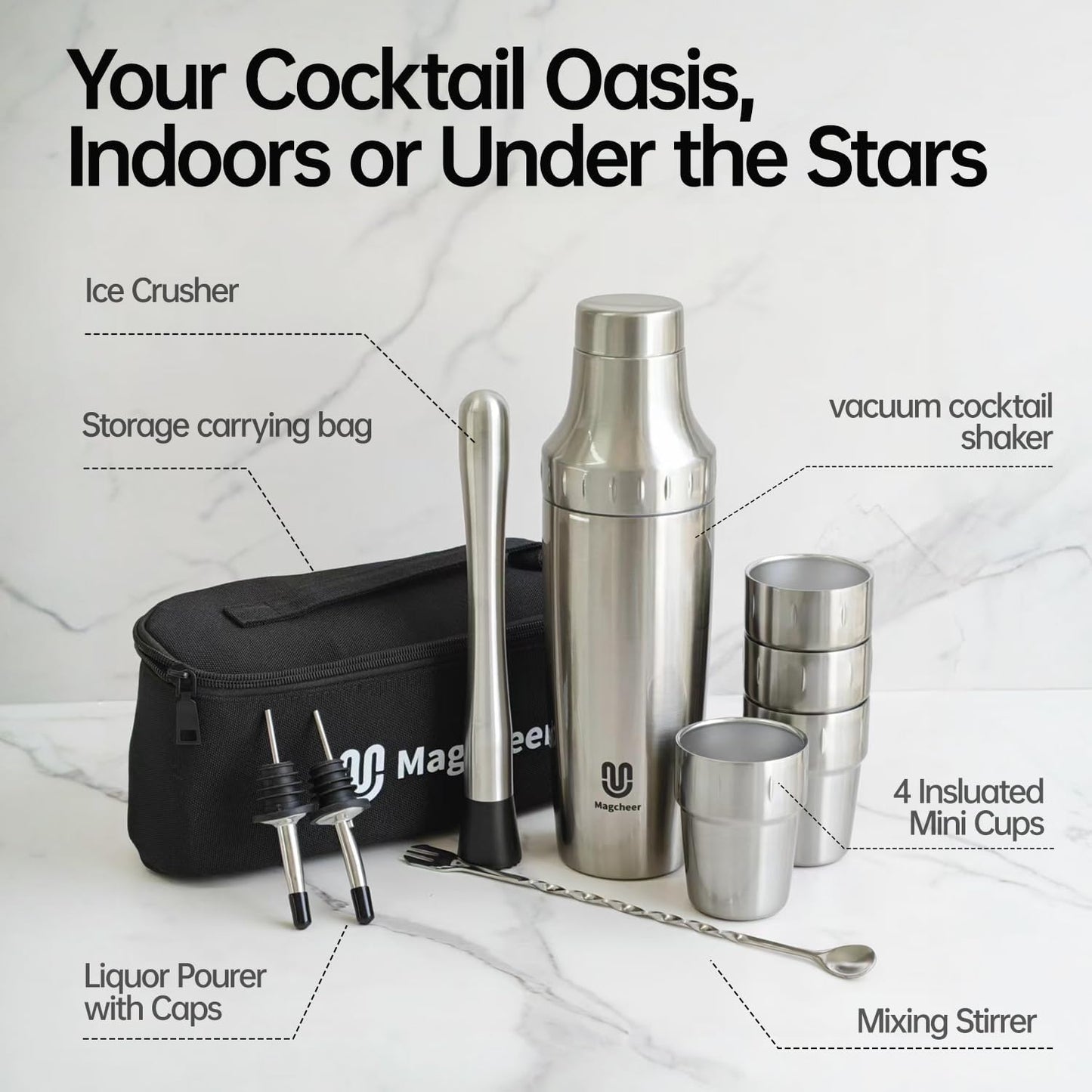 Cocktail Shaker Set, Gold Mit Becher