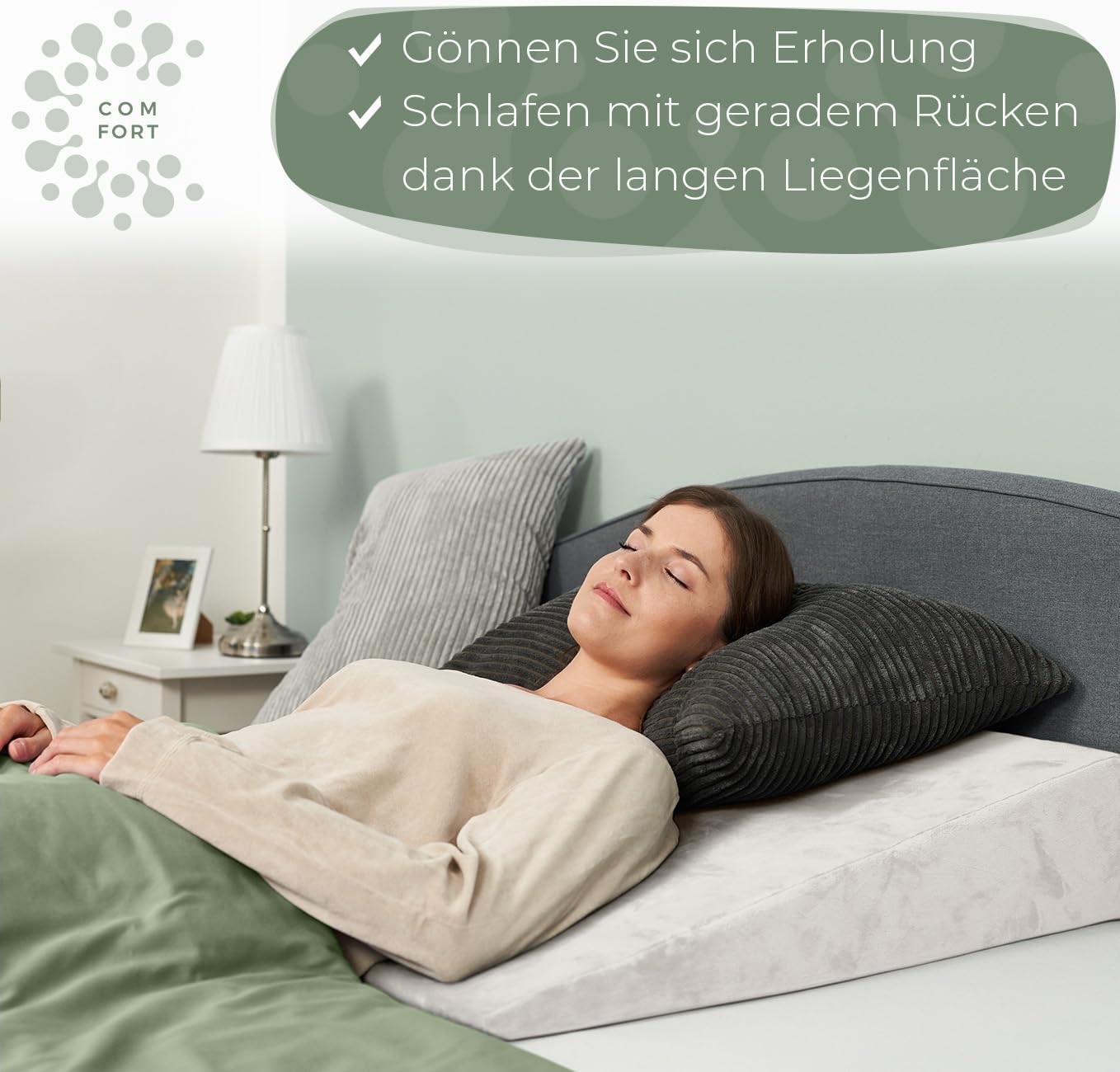 Keilkissen für Bett & Couch, Weiß 80 cm