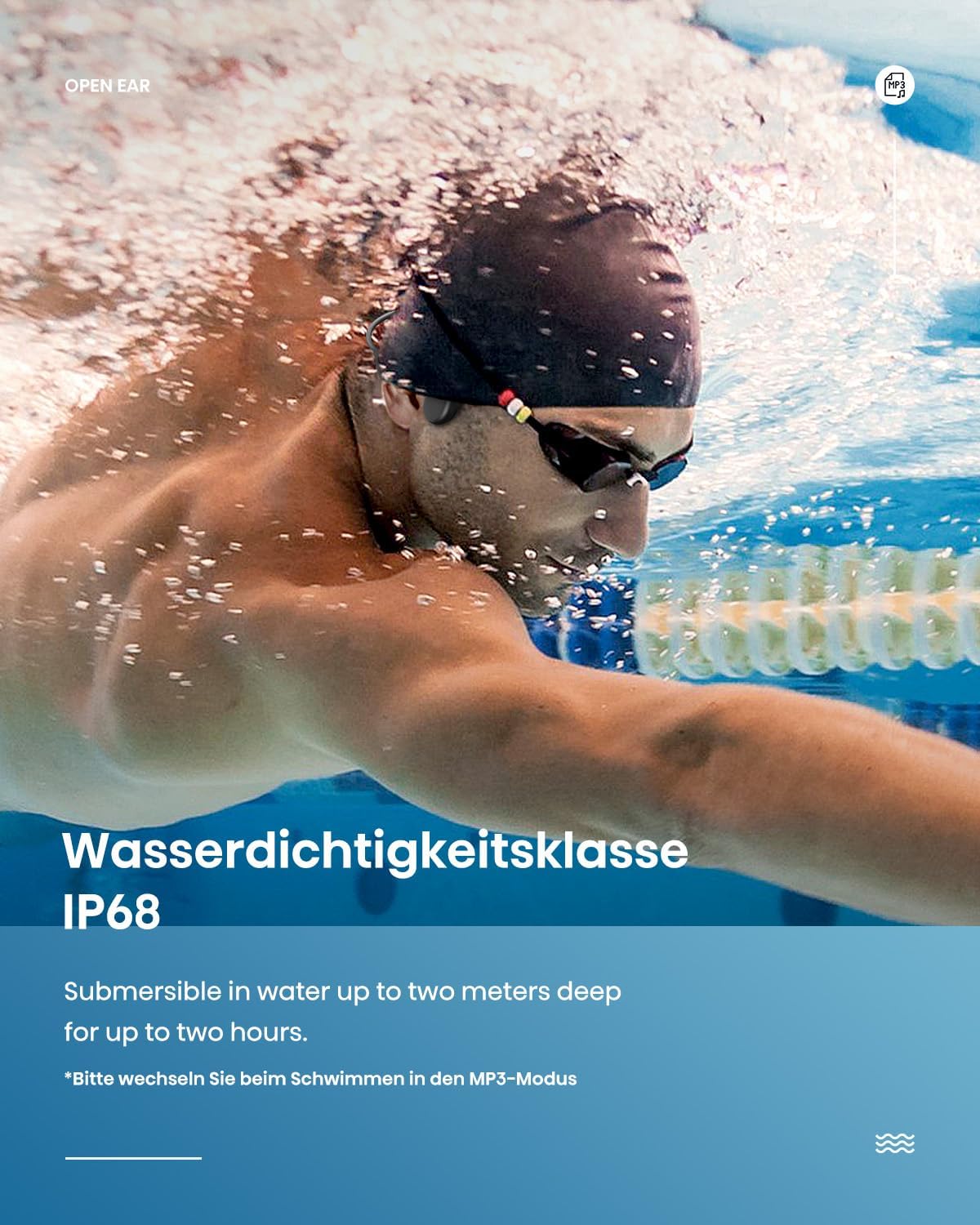 Knochenschall-Kopfhörer für Sport, Matt Schwarz