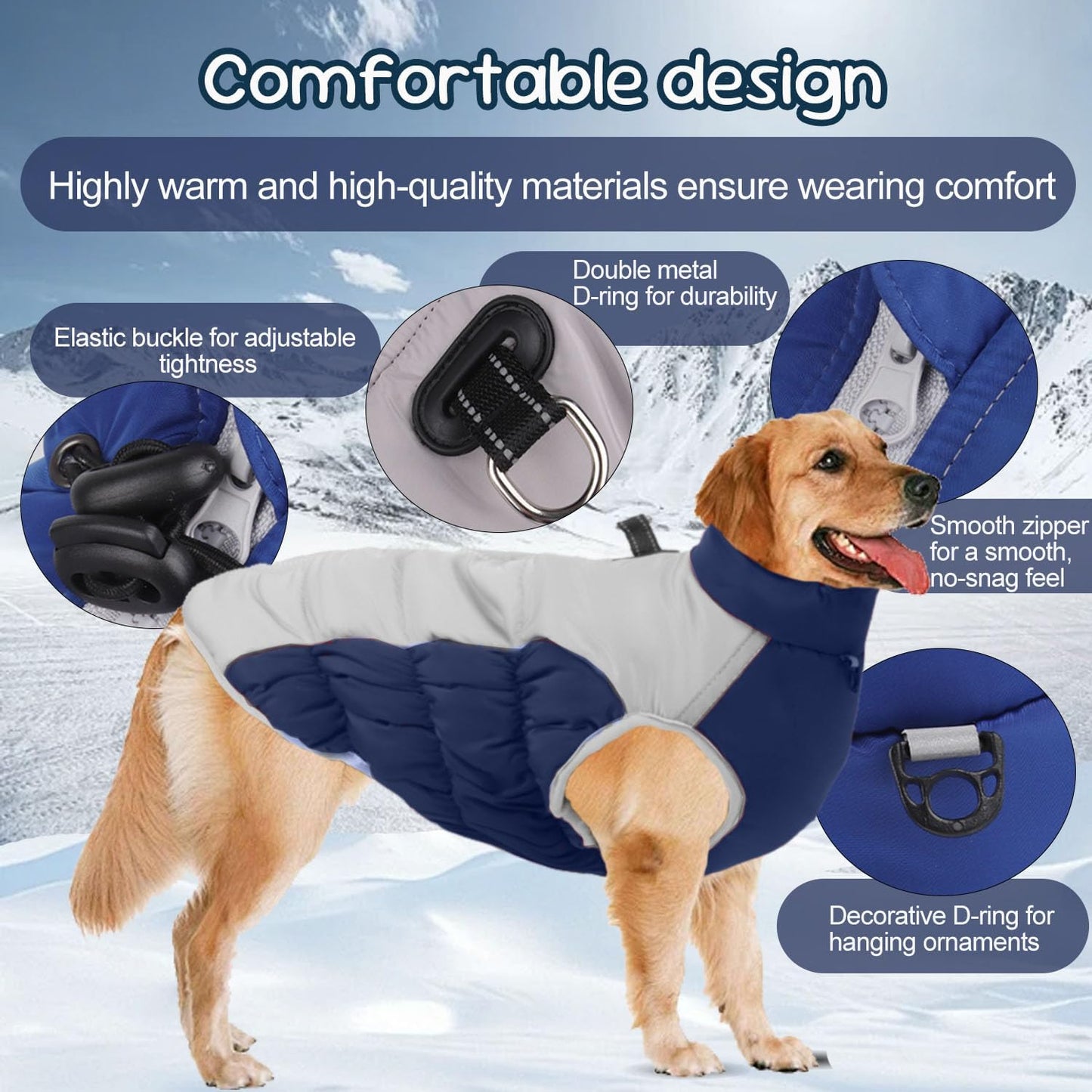 Wintermantel mit Rollkragen, reflektierend, navy blue 4XL