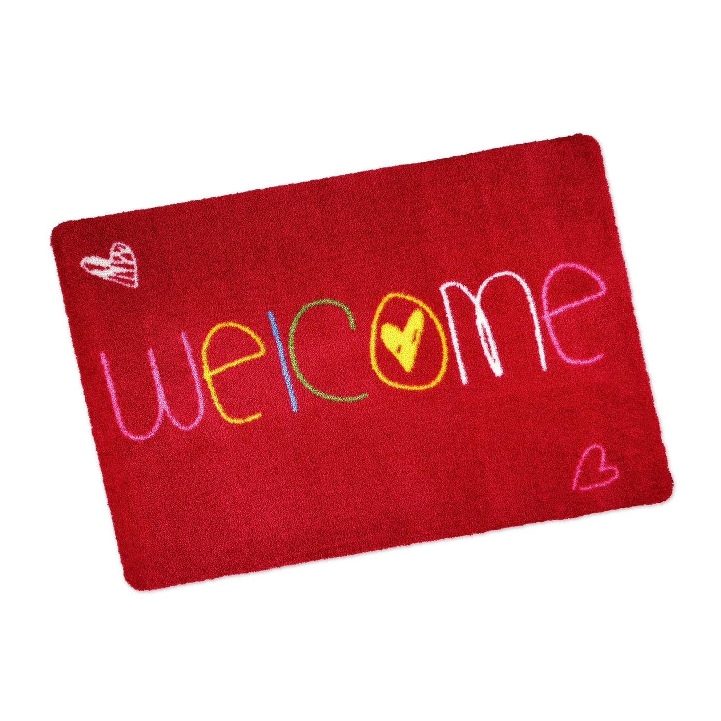 Waschbare Fussmatte 50x70 cm für Innen/Aussen, Welcome Rot