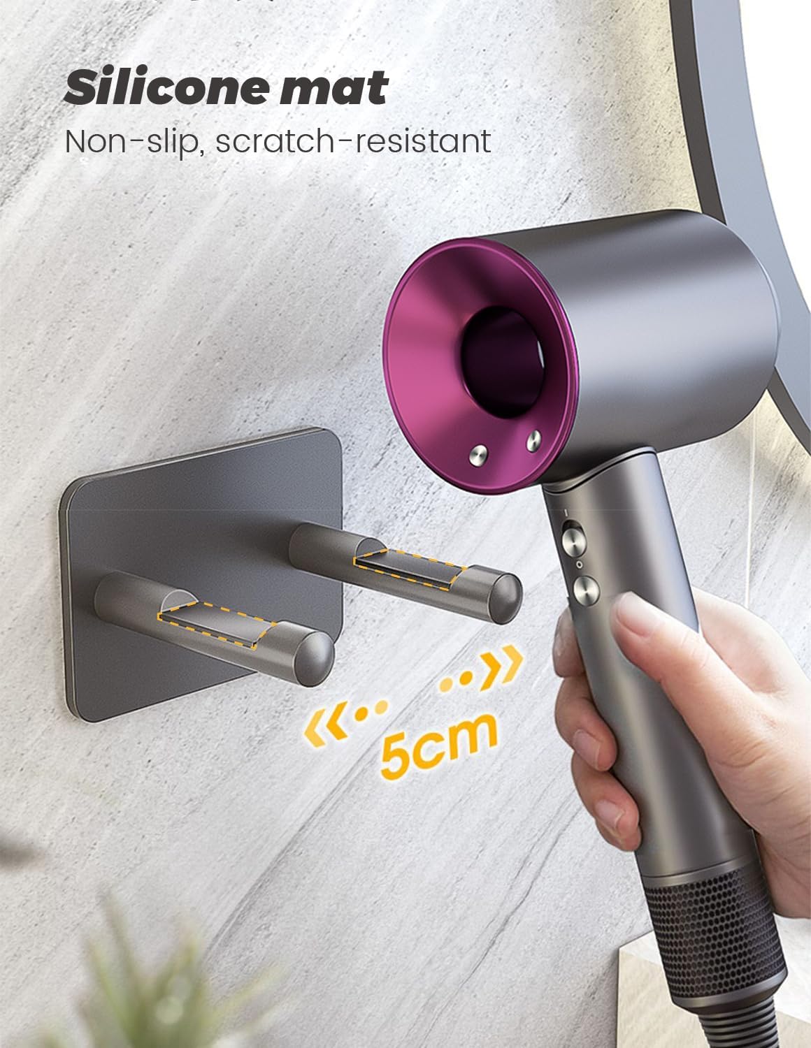 Fönhalterung für Dyson ohne Bohren (inkl. 3 Düsen), 3 Düsen Aufbewahrung
