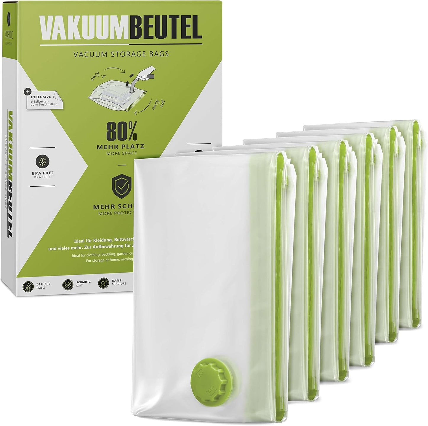 Vakuumbeutel-Set für Kleidung (6x, Grösse S), 6x - Small (60 x 40cm)