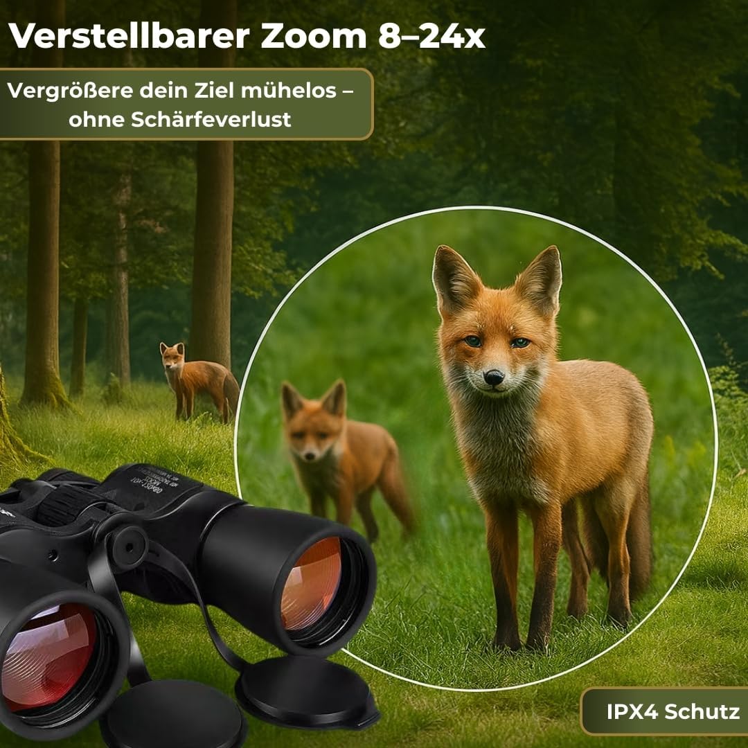 Zoom Fernglas 8-24x50, 8-24x50 Schwarz
