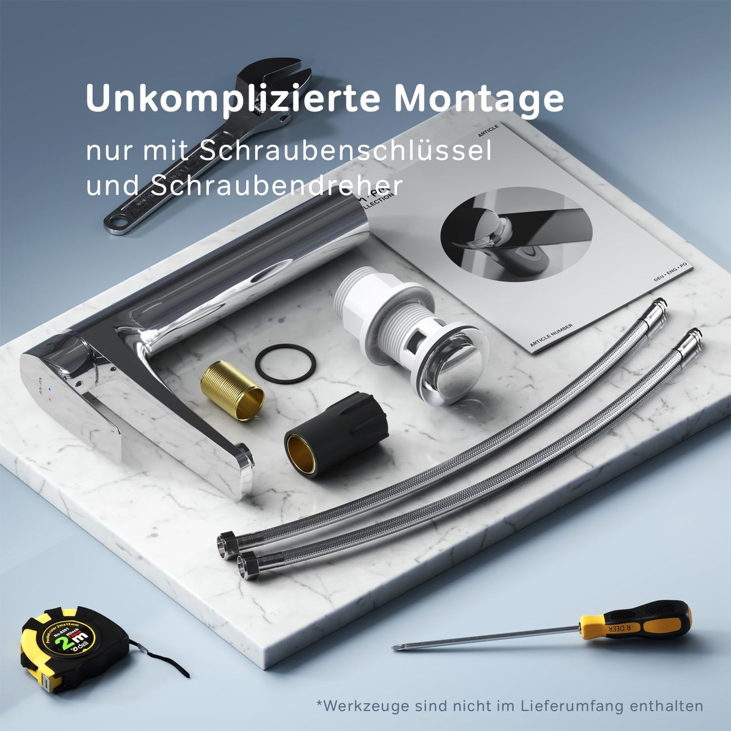 GEM Wassersparende Waschtischarmatur, Auslaufhöhe 220mm Chrom Hoch | Gem