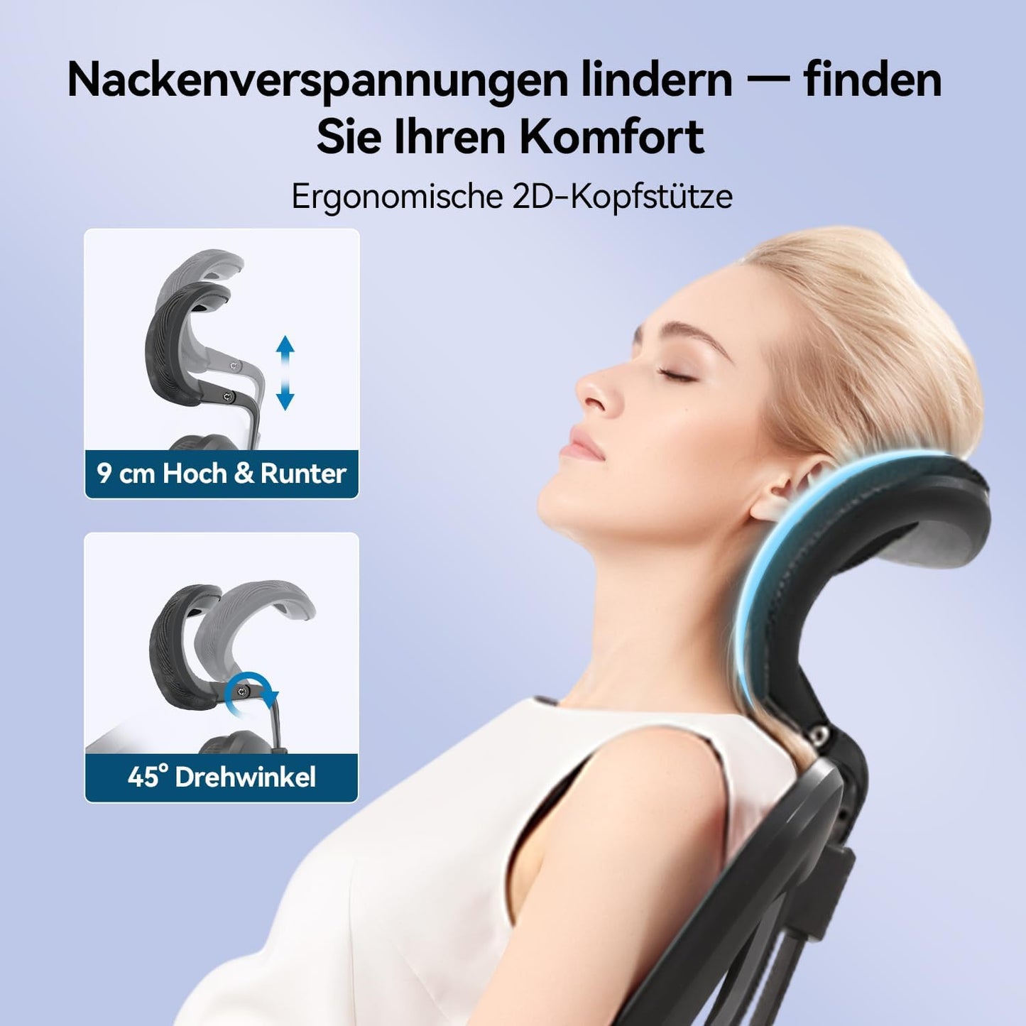 Ergonomischer Bürostuhl M57 mit 3D-Armlehnen und Lendenstütze, Schwarz M57