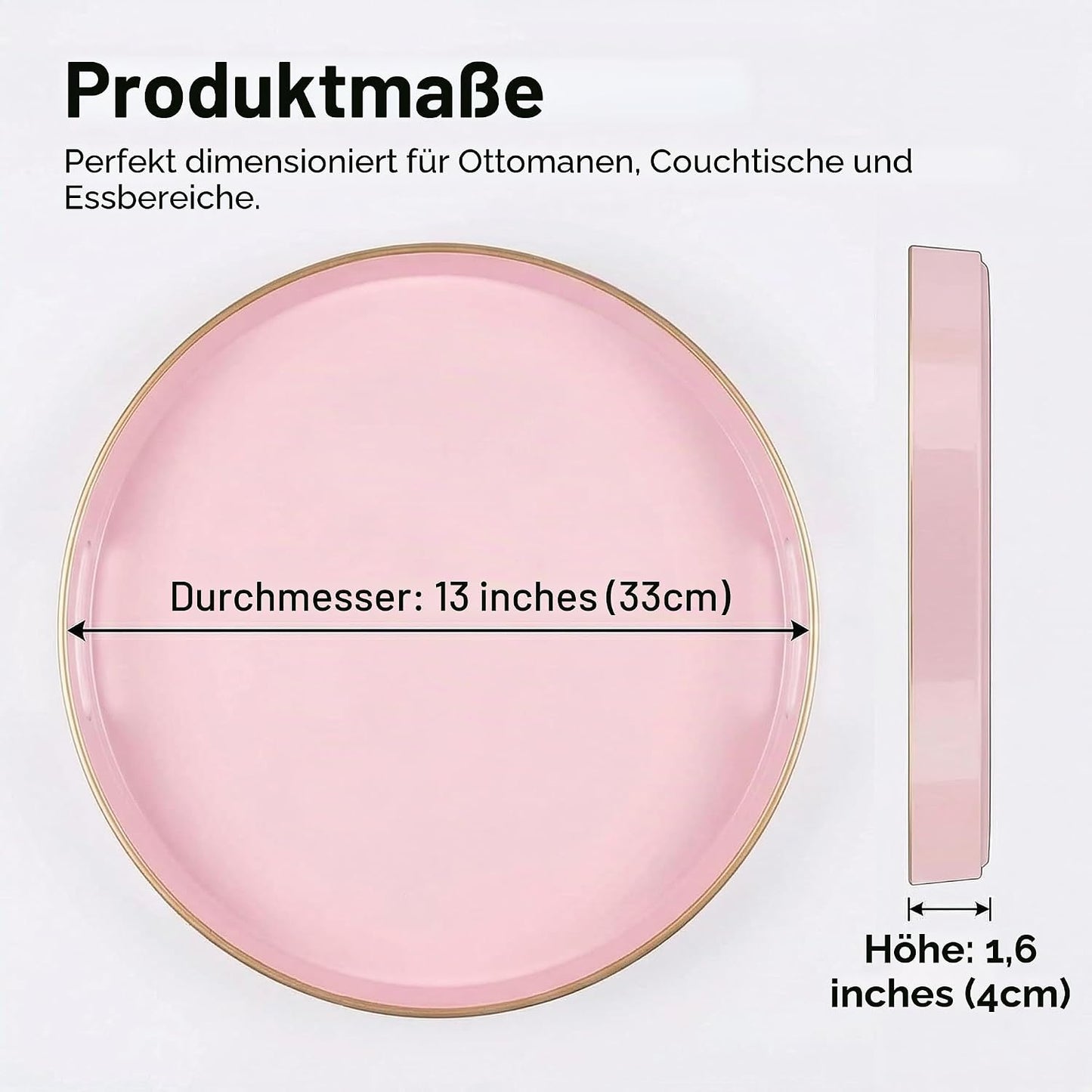 Dekoratives Kunststofftablett mit Griffen, Pink