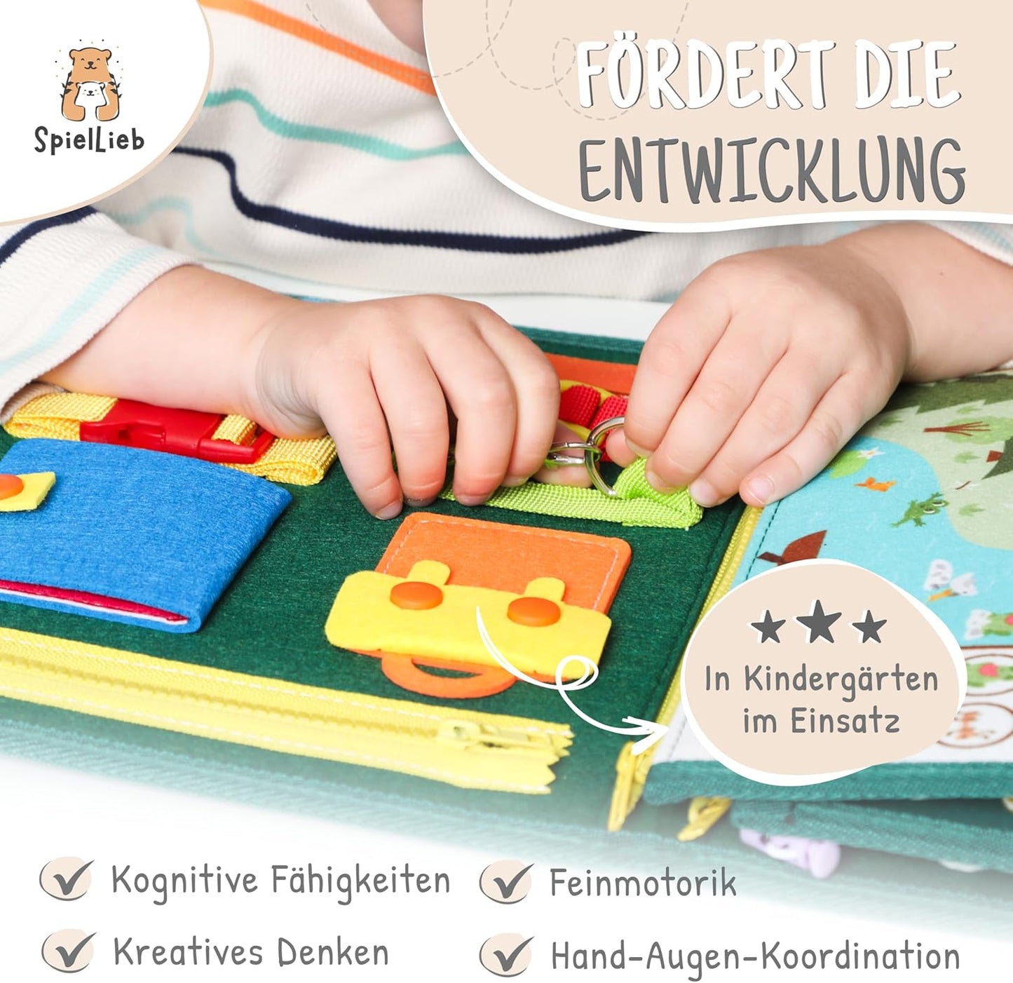 Montessori Busy Board ab 3 Jahren - Activity Spielzeug, grün